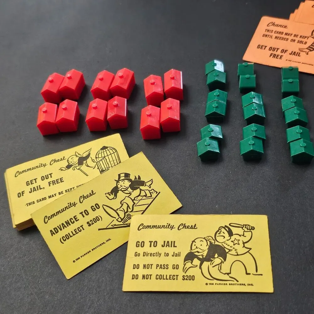 Vtg 1961 Monopoly Parker Brothers Board Game Nearly Complete Metal Pieces